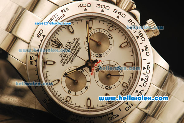 Rolex Daytona Swiss Valjoux 7750 Automatic Movement Full Steel with White Dial and Stick Markers - Click Image to Close